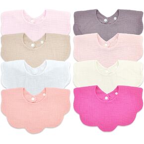 8PCS Baby Bibs Muslin Teething Drooling Bibs 4-Layer Muslin Cotton Baby Absorbent Soft Breathable