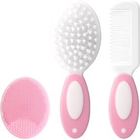 Baby Grooming Kit,Baby Health Care Kit,Baby Brush Soft Bristles 5 pcs Baby Nail Kit Nursery Care Kit Baby Hair Brush Hair Comb Nail Kit Safety Cutter Nail Clipper Set Pink