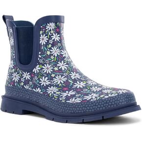 Western Chief Women's Waterproof Chelsea Ankle Rain Boot with Elastic Gore and Rubber Lug Outsole – Stylish and Functional for Rainy Days, Daisy, 8