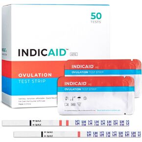 INDICAID Ovulation Test Strips 50 Pack – Rapid Results in 5 Minutes - Ovulation Tests for Women - Accurate Fertility Test - Ideal Ovulation Predictor Kit for Easy Home Testing