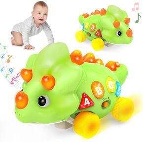 Dinosaur Crawling Toys for 1 Year Old Boy, Musical Baby Toys for 6-12 Months, Early Development Learning Toys for 12-18 Months Boys Girls, Birthday Gifts for 1-2 Year Old Toddlers