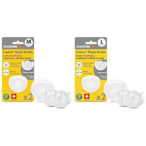 Medela Contact Nipple Shields for Breastfeeding, 20mm Small and 24mm Medium, 2 Count Each with Carrying Case