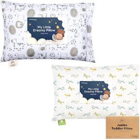 KeaBabies Toddler Pillow With Pillowcase, Jumbo 14X20-3X18 Soft Cotton Baby Pillows for Sleeping
