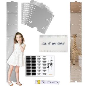 Growth Chart Mirror for Wall，SEILETOO Kids Height Wall Chart, Puzzle Mirror & Bedroom Wall Decor - Foldable Height Measuring Mirror with Height Chart for Kids & Height Growth Measurement for Wall