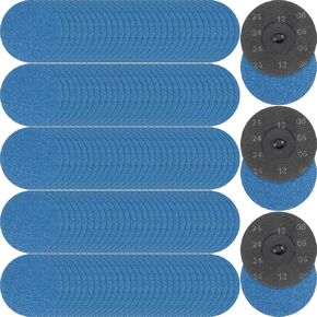 300 Pcs 3 Inch Sanding Discs Quick Change Zirconia Roll Lock Sanding Disc Assorted Grits 36 60 80 for Die Grinder Surface Strip Grind Polish Finish Burr Rust Paint Removal