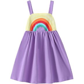 Frogwill Toddler Girls Fifties Summer Dress Blue Rainbow 2-7Y