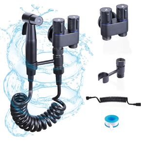 Handheld Toilet Bidet Sprayer for Toilet, Muslim Shower Bidet Toilet Hose Sprayer Kit, Jet Spray Bidet Attachment for Cloth Diaper and Feminine Wash (Black)