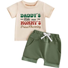 Toddler Baby Boy Outfit Short Sleeve Letter Print T Shirt and Stretch Shorts 6 12 18 24 Months 2 3T Summer Clothes