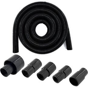 Dust Collection Vacuum Hose Kit, 12 Foot Dust Collection Power Tool Kit with 5 Vac Cleaner Hose Fittings/Attachments for Household, woodworking Power Tool Household and Dry/Wet Shop Vac