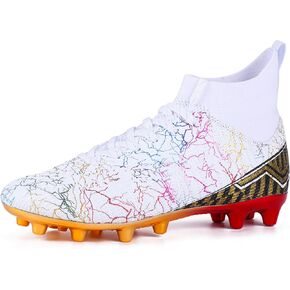 Womens Soccer Cleats Football Shoes Outdoor Youth High-Top Firm Ground White