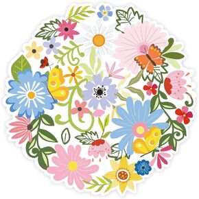 50Pcs Spring Flower Paper Placemats Floral Dinner Mats Disposable Table Mats for Holiday Wedding Bridal Baby Shower Birthday Tea Party Table Setting
