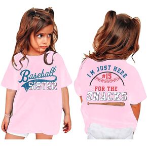 Girl Baseball Sister Shirt Baseball Shirt for Toddler I'm Just Here for The Snacks T Shirt Holiday Tee Tops