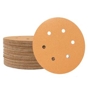 50 PCS 6 Inch 6 Hole Sanding Discs, Hook and Loop 80 120 220 320 400 Assorted Grits Sandpaper Disc for Random Orbital Sander