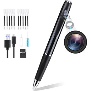 64GB Hidden Camera Pen [Upgraded 2025] – 1080P Body Cam with HD Video or Picture Taking, SD Card Storage, and Manual Control for Privacy Compliance Card for Business Conference and Security.