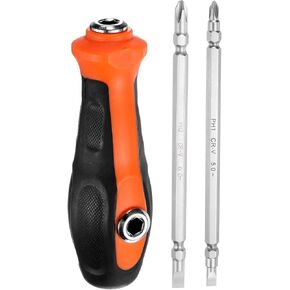HARFINGTON SL6.0/PH2 SL5.0/PH1 Double Ended Screwdriver Bit 5.51" Long CR-V Steel Phillips and Slotted Flat Head Screw Driver Drill Bit with 1/4" Hex Bit Screwdriver Handle for Machine Repair