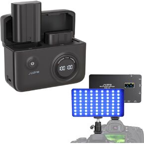 JYJZPB Upgraded Battery Fast Charger Case for Nikon EN-EL15C Battery, with Two Pack EN-EL15C Batteries, and RGB Panel Mini Video Light with DSLR Camera Mount Bundle