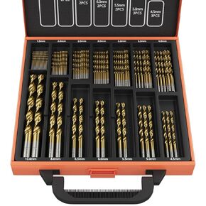 ENERTWIST Titanium Coated Drill Bit Set,99 Pcs High-Speed Steel HSS Twist Bits for Metal, Wood, Plastic, Aluminum Alloy - 135° Metric Set (1.5mm-10mm) with Storage Case