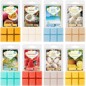 Spring Scented Wax Melts, Soy Wax Cubes Gift Set, Strong Fragrance Wax Tarts for Wax Warmer, Cherry Blossom, Jasmine, Freesia, Sweet Pea, Spring Rain, Fresh Cut Grass, Bamboo, Rose Geranium