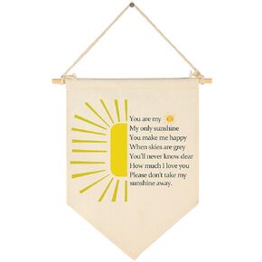 You are Gift My Sunshine-You Make Me Happy- Canvas Hanging Pennant Flag Banner Wall Sign Decor Gift for Nursery Baby Kids Girl Boy Teen Bedroom Playroom Front Door- Birthday Christmas Gift