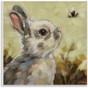 Stupell Industries Bunny Eyeing Bumble Bee Bee Wall Plaque Design by Andrea Lavery ، 12 × 12