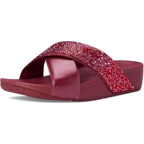 FitFlop Women's Lulu Crystal-Mix Metallic Cross Slides Wedge Sandal
