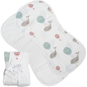 Ali+Oli 2-pk Muslin Burp Cloths for Baby Boys and Girls (Teddy-Taupe) Organic Baby Burp Cloth, Burp Rags for Newborn