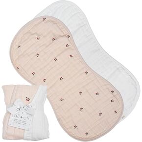 Ali+Oli 2-PK Muslin Burp Cloths for Baby Boys and Girls (Teddy-Taupe) قطعة قماش تجشير الأطفال العضوية ، خرق التجشؤ للمولود الجديد in Kuwait