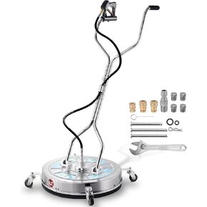 Tool Daily 24" Pressure Washer Surface Cleaner Attachment with Dual Handles, Stainless Steel Driveway Cleaner for Power Washer with Wheels, Pressure Wash Concrete, 4500 PSI