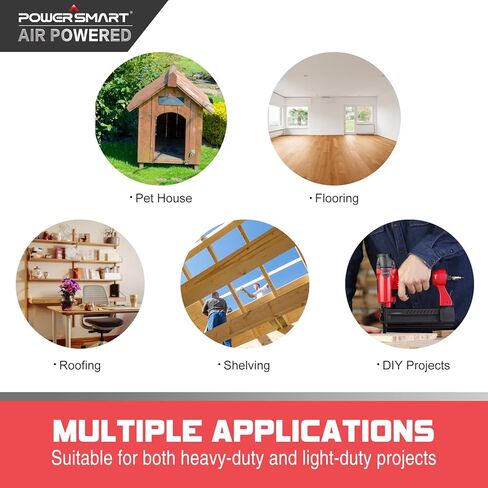 PowerSmart Pneumatic Brad Nailer ، 18 GA 2 في 1 مسدس الأظافر و Crown Stapler مع 300 مساءً الأظافر/ 200pcs Staples ، لمشاريع DIY النجارة الخشبية in Kuwait