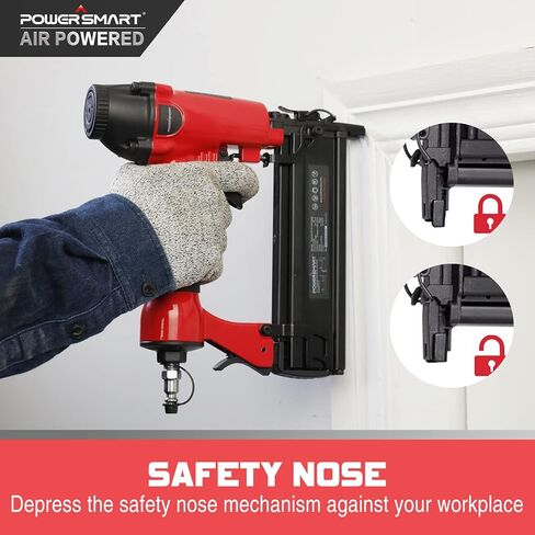 PowerSmart Pneumatic Brad Nailer ، 18 GA 2 في 1 مسدس الأظافر و Crown Stapler مع 300 مساءً الأظافر/ 200pcs Staples ، لمشاريع DIY النجارة الخشبية in Kuwait