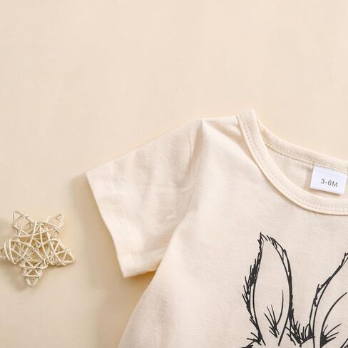 Noubeau Baby Boys Easter Teaster Cute Bunny Graphic Print T-Shirt Shirt Sleeve Tops Rabbit Shorts Summer Silver in Kuwait