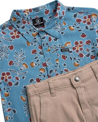 Volcom Toddler Boy Shorts Set - 2 Piece Short Sleeve Button Down Dress Shirts and Twill Shorts - Toddler Boys Summer Outfits in Kuwait