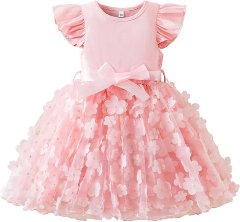 Toddler Tulle Tutu Summer Dress Birthday Party Princess Dresses | Ruffle Sleeveless Layered Casual Playwear for 1-6Y, Twirly Fairy Wedding Flower Girl Outfit, Kids Holiday Formal Sundress in Kuwait