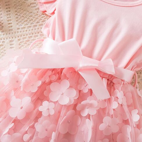 Toddler Tulle Tutu Summer Dress Birthday Party Princess Dresses | Ruffle Sleeveless Layered Casual Playwear for 1-6Y, Twirly Fairy Wedding Flower Girl Outfit, Kids Holiday Formal Sundress in Kuwait
