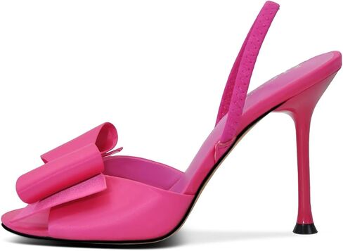 الساتان العالي الكعب Slingback Open Toe Mules Sandals Bow Stiletto Sexy Heels Movers in Kuwait