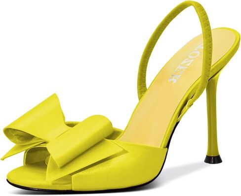 الساتان العالي الكعب Slingback Open Toe Mules Sandals Bow Stiletto Sexy Heels Movers in Kuwait