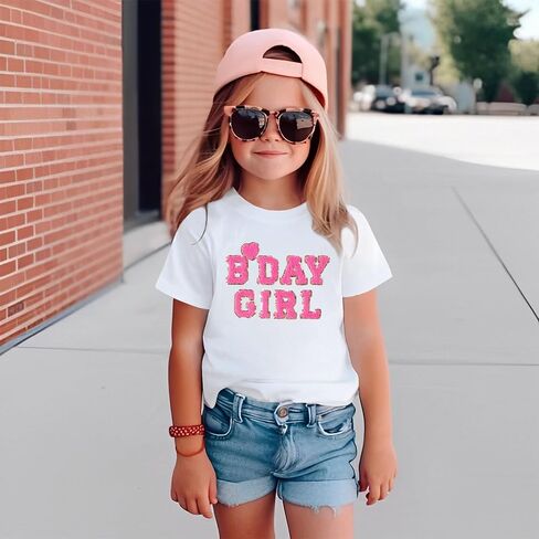 Birthday Girl Shirt Toddler 2nd 3rd 4th 5th 6th Bday Girl T-Shirt Embroidery Birthday Party Short Sleeve Tee Top 2-6Y in Kuwait