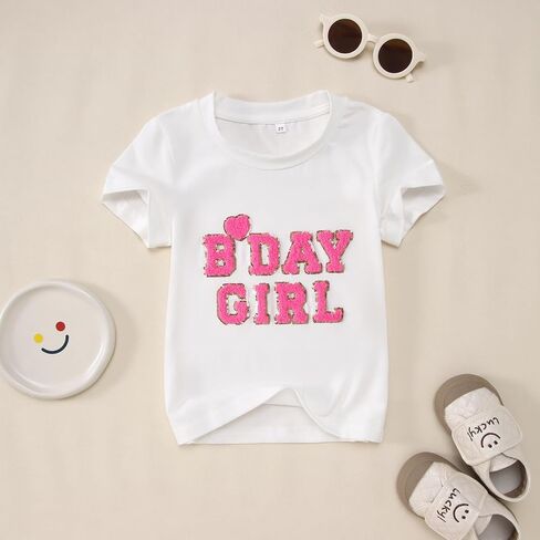 Birthday Girl Shirt Toddler 2nd 3rd 4th 5th 6th Bday Girl T-Shirt Embroidery Birthday Party Short Sleeve Tee Top 2-6Y in Kuwait