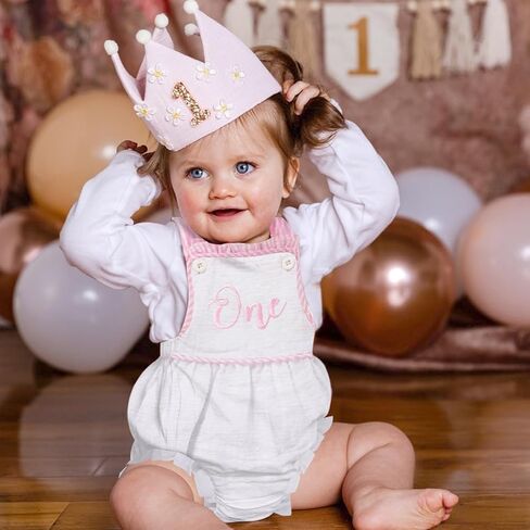 Baby Girl 1st Birthday Clothes One Year Old Bubble Romper Infant Girl Cake Smash Outfit Sleeveless Bodysuit in Saudi Arabia