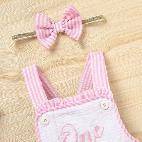 Baby Girl 1st Birthday Clothes One Year Old Bubble Romper Infant Girl Cake Smash Outfit Sleeveless Bodysuit in Saudi Arabia