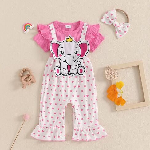 طفلة صيف الزي كرتون حيوانات بقرة قصيرة الأكمام من قطعة واحدة رومبير in Kuwait