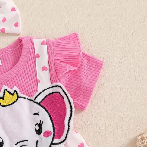 طفلة صيف الزي كرتون حيوانات بقرة قصيرة الأكمام من قطعة واحدة رومبير in Kuwait