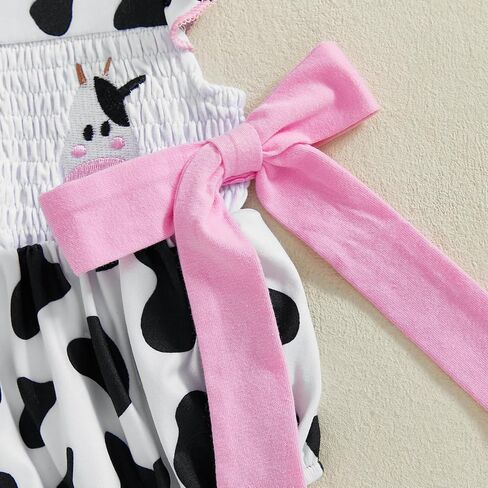 Kavousa Baby Girl Summer Outfit Cartoon Animals Cow Short Sleeve One-Piece Romper Jumpsuit Headband Set Newborn Clothes in Saudi Arabia