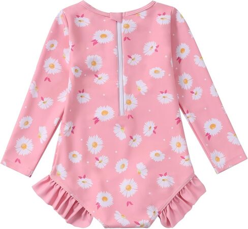 Valcatch Girl Swimsuit for Toddler Baby Girls UPF 50+ Long Sleeve Rash Guard One-Piece Swimwear with Zip Floral Bathing Suit in Saudi Arabia