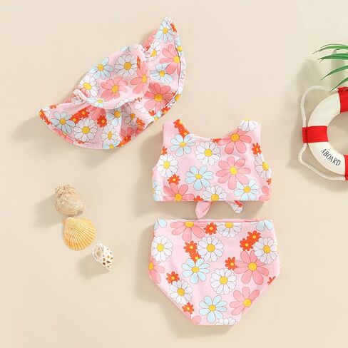 Baby Girls Swimsuit Floral Daisy Two Piece Girls Bathing Suit Sleeveless Tank Bottom Toddler Swimsuit Summer Beach Wear in Kuwait