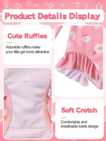 Valcatch Girl Swimsuit for Toddler Baby Girls UPF 50+ Long Sleeve Rash Guard One-Piece Swimwear with Zip Floral Bathing Suit in Saudi Arabia