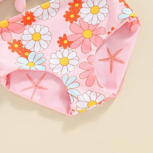 Baby Girls Swimsuit Floral Daisy Two Piece Girls Bathing Suit Sleeveless Tank Bottom Toddler Swimsuit Summer Beach Wear in Kuwait