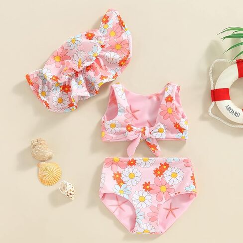Baby Girls Swimsuit Floral Daisy Two Piece Girls Bathing Suit Sleeveless Tank Bottom Toddler Swimsuit Summer Beach Wear in Kuwait