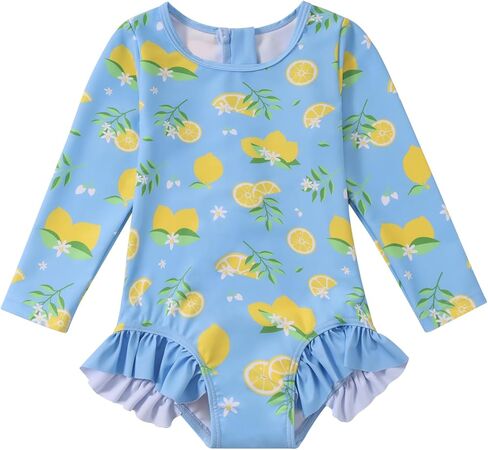 Valcatch Girl Swimsuit for Toddler Baby Girls UPF 50+ Long Sleeve Rash Guard One-Piece Swimwear with Zip Floral Bathing Suit in Saudi Arabia