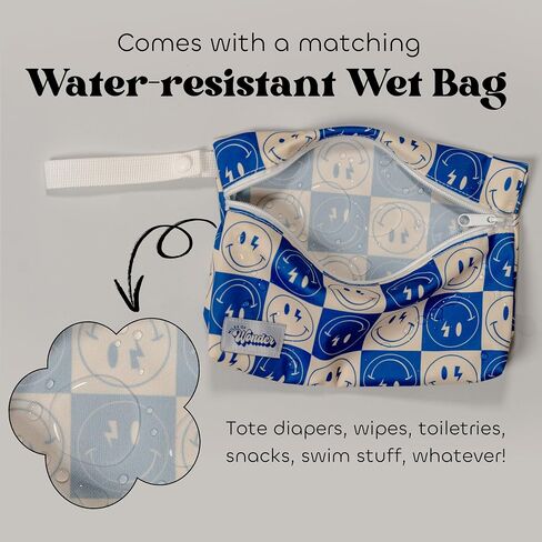 Vegan Leather Changing Mat with Reusable Waterproof Wet Bag - Non-Toxic, Portable Diaper Pad That Folds and Wipes Clean (16 x 30 Inches) (Floral) in Kuwait